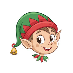 A cute Santa Claus's helper wearing a hat and smiling.