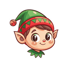 A cute Santa Claus's helper wearing a hat and smiling.