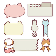 Cat themed sticky notes and speech bubble graphic elements set