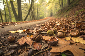 Broken pods on forest floor