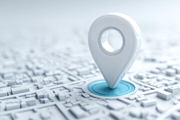 Clean, minimalist shot of a clean, simple city map icon (focused detail) isolated on a clean white background, navigation, clean design, 16K,