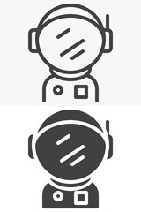 Astronaut helmet line and solid different style vector icon set