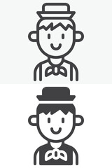 Guide person line and solid different style vector icon set