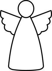 Obraz premium Christmas Angel Outline Icon Vector Isolated. Angel Shape Template. Holiday Line Art. Personalized craft activities for children during winter holidays.