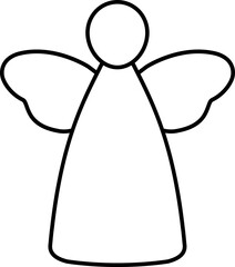 Christmas Angel Outline Icon Vector Isolated.
Angel Shape Template.
Holiday Line Art.
Personalized craft activities for children during winter holidays.