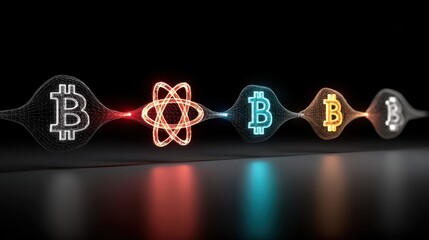 Of emitted light illuminates bit symbol glowing light emphasizes digital binary data icon