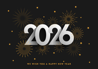 Happy New Year background with gold starburst designs  © Kirsty Pargeter