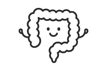 Charming smiling large intestine organ mascot icon in outline style