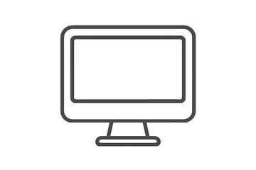 Outline icon of a desktop computer monitor display for technology concepts