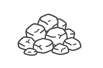 Outline icon of stacked rough ice cubes or frozen solid chunks