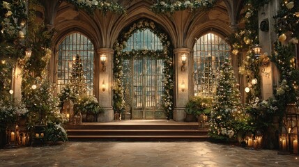 Obraz premium idyllic festive window display in a grand hall,