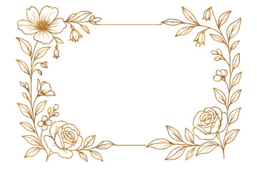 Elegant floral corner frame design with delicate botanical line art elements