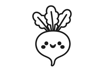 Happy radish vegetable character outline icon design
