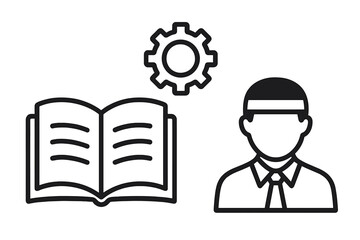 Business professional learning and technical support concept icon set
