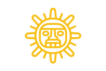 Stylized ancient sun deity face icon with prominent rays