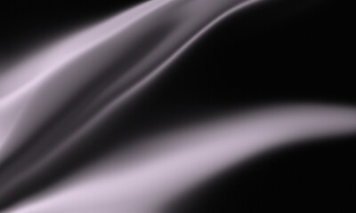 This is a minimalist and elegant abstract background featuring soft, subtle waves of pale white or light grey that flow diagonally across a deep, rich black field. The blurred, smoke-like motion.