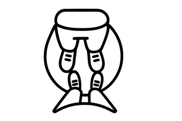 Abstract icon representing legs wearing flippers or fins inside a circle © Alan