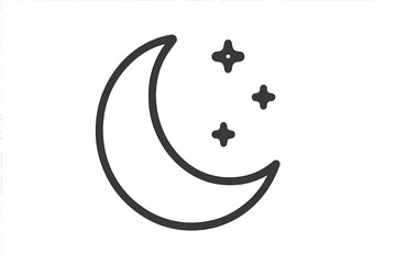 Simple crescent moon and stars outline icon design