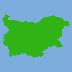 Fototapeta premium Green silhouette map of Bulgaria in a simple flat vector style showing its Balkan-region shape and provincial outlines