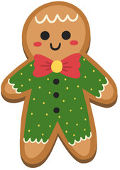 Gingerbread Man Cookie Hand Drawn Vector Illustration