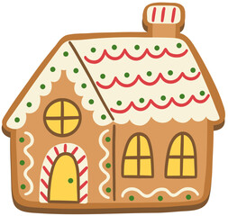 Gingerbread House Cookie Hand Drawn Vector Illustration