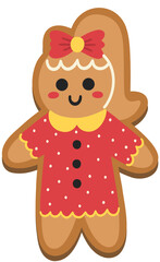 Gingerbread Woman Cookie Hand Drawn Vector Illustration