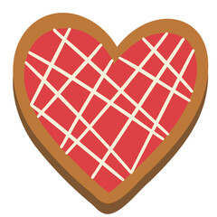 Heart Shaped Gingerbread Cookie Hand Drawn Vector Illustration