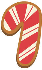 Peppermint Candy Cane Gingerbread Cookie Hand Drawn Vector Illustration