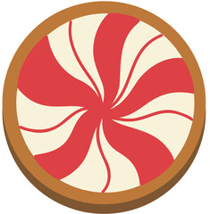 Peppermint Candy Gingerbread Cookie Hand Drawn Vector Illustration