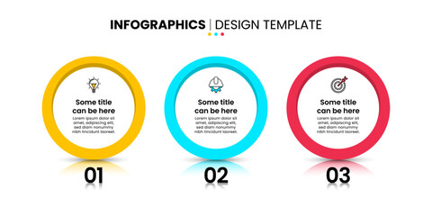 Infographics template. 3 standing rings with icons