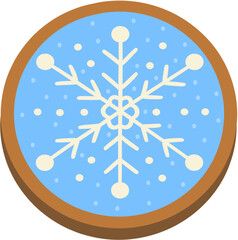 Snowflake Gingerbread Cookie Hand Drawn Vector Illustration
