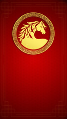 2026 Chinese New Year Horse Design and Red Festive with Copy Space