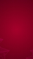 Chinese House Outline on a Red background