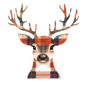 Transparent Plaid Reindeer Christmas Illustration PNG
