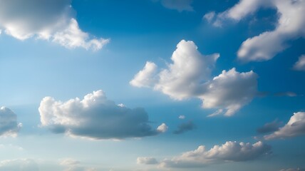 full white clouds and clear blue sky