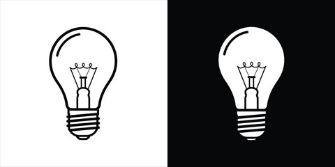 Naklejka premium Simple illustration of a light bulb on white and black backgrounds