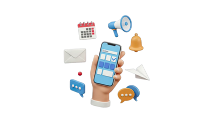 Hand Holding Smartphone with Notifications and Calendar