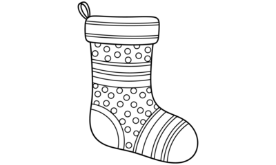Christmas stocking with polka dots and striped patterns