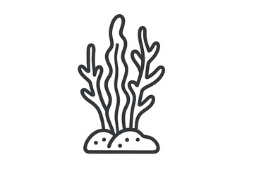 Waving seaweed growing from seabed simple outline icon