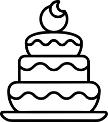 Simple outline of a decorated cake for a baby shower