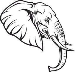 Simple black silhouette of an elephant head icon on a white background