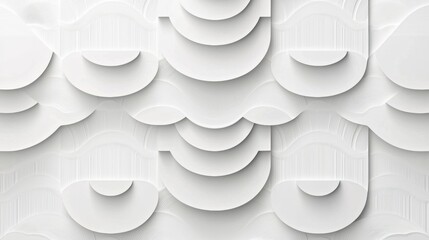 A 3D rendering of a series of overlapping white circles with curved edges.