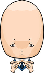 May you ask yourself, a big head man in suit looks confused and pensive vector illustration