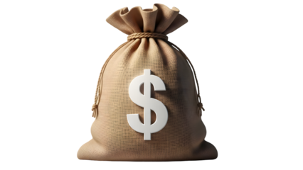 Money bag with dollar sign isolated on transparent background