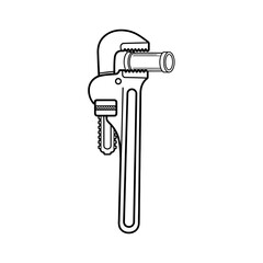 Naklejka premium Adjustable Pipe Wrench Tool Illustration, Plumbing Equipment, Isolated Design, Technical Graphic, Front View