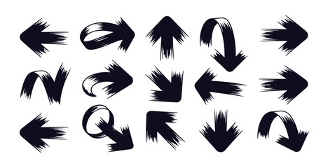 A dynamic collection of textured brush stroke arrows showcasing a modern and energetic design aesthetic