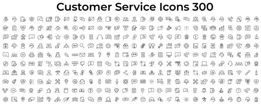 Containing customer satisfied Customer service icon set. assistance, experience, feedback, ,operator and technical support icons. Solid icon collection