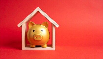 Golden Piggy Bank Under House Frame on Red BackgroundGolden Piggy Bank Under House Frame on Red Background


Golden Piggy Bank Under House Frame on Red Background