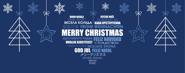 thank you merry christmas card with hanging decoration vector illustration