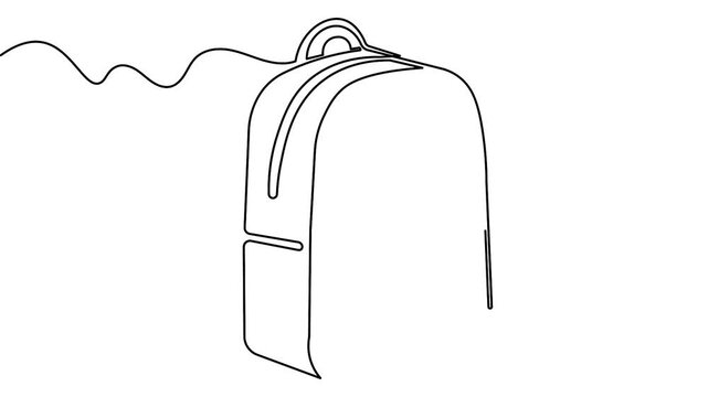Backpack outline single line drawing loop animation education